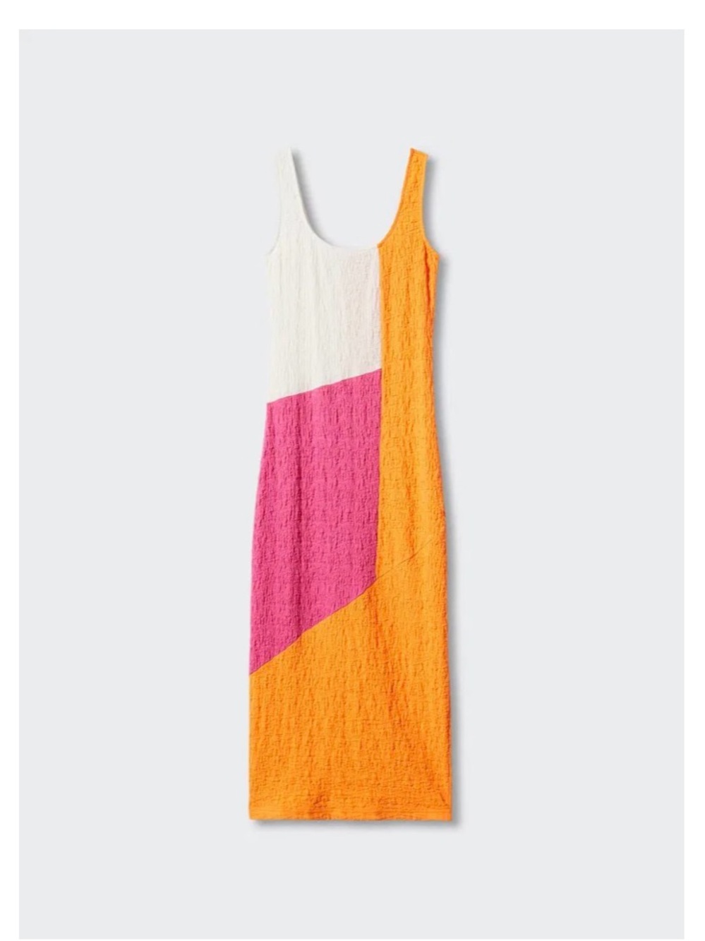 Mango NWT GORGEOUS Sleeveless Colorblock Maxi Dress in White, Pink & Orange